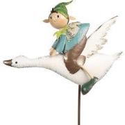 Clayre & Eef Tuinsteker Kabouter 42x9x122 cm Blauw Wit Metaal