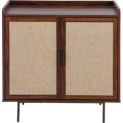 Dressoir met 2 deuren in notenhoutdecor met stoffen fronten L80 cm - J...