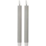 Clayre & Eef LED Dinerkaarsen set van 2 Ø 2x25 cm Grijs Wax