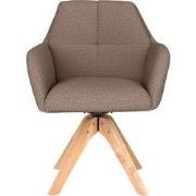 Eetkamerstoel Pete Taupe Houten Swivel - Giga Meubel