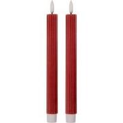 Clayre & Eef LED Dinerkaarsen set van 2 Ø 2x25 cm Rood Wax