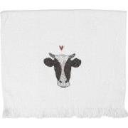 Clayre & Eef Gastendoekje 40x66 cm Wit Katoen Koe