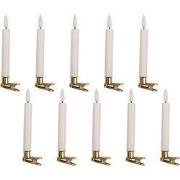 Clayre & Eef LED Dinerkaarsen set van 10 Ø 2x14 cm Wit Wax