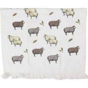 Clayre & Eef Gastendoekje 40x66 cm Wit Katoen Schaap