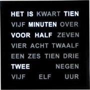 Intertime | Woordklok | Wandklok | Tafelklok | 40x40 | Zwart | Nederla...