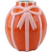 Vase -  Flower Vase Ribbon - Orange/Pink - 17x17x17,5cm