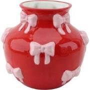 Vase - Flower Vase Ribbons - Red/Pink - 14,5x14,5x13cm