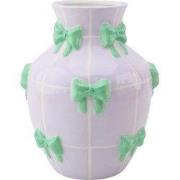 Vase -  Flower Vase Ribbons - Lilac/Mint - 14x14x19cm