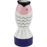 Candle holder - Fish - Blue/White/Pink - 7x7x16,5cm