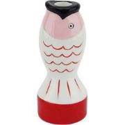 Candle holder - Fish  - Red/White/Pink - 7x7x16,5cm