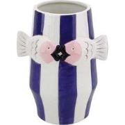 Vase -Flower Vase Fishes - Blue/White/Pink - 14x11,5x18,5cm
