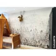 Mistig dennenbos - Kinderbehang - 389,6 cm x 280 cm - Walloha