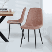 Set van 4 Scandinavische Eetkamerstoelen Oud Roze Chenille Stof Swift ...