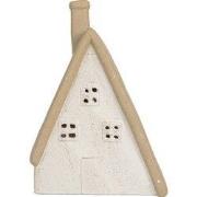 Clayre & Eef Decoratie Huis met LED 9x7x13 cm Beige Keramiek