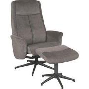 LABEL51 Fauteuil Bergen - Antraciet - Cosmo - Incl. Hocker - 62x77x53 ...