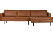 WOOOD Rodeo Chaise Longue Rechts - Leer - Cognac - 85x300x86