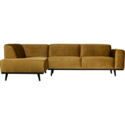 WOOOD Statement Hoekbank Links - Velvet - Honinggeel - 77x274x210