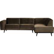WOOOD Statement Hoekbank Rechts - Fluweel - Taupe - 77x274x210