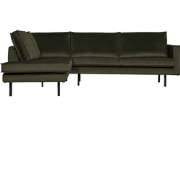 WOOOD Rodeo Hoekbank Links - Velvet - Green Hunter - 85x266x213