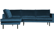 WOOOD Rodeo Hoekbank Links - Velvet - Blauw - 85x266x213