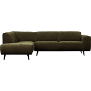 WOOOD Statement Hoekbank Links - Ribstof - Groen - 77x274x210