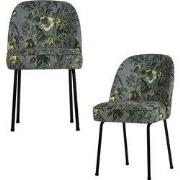 WOOOD Vogue Eetkamerstoelen - Fluweel - Poppy Grijs - Set van 2