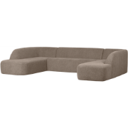 WOOOD Sloping U-Vorm Bank - Polyester - Lichtbruin Melange