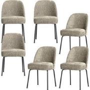 WOOOD Vogue Eetkamerstoelen - Velvet - Wheatfield - Set van 6