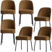WOOOD Vogue Eetkamerstoelen - Fluweel - Honinggeel - Set van 6