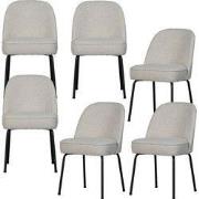 WOOOD Vogue Eetkamerstoelen - Bouclé - Naturel - Set van 6