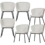 WOOOD Admit Eetkamerstoelen - Bouclé - Naturel - Set van 6