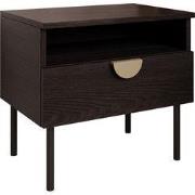 Meubella - Nachtkastje Monor - Zwart eiken - 50 cm - Set van 2