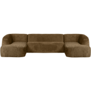 WOOOD Sloping U-Vorm Bank - Velvet - Brass - 77x339x225