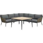 Bali lounge-diningset - 4-delig - natural rotan - mystic grey