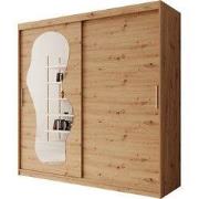 Meubella - Kledingkast Ulysses - Eiken - 200 cm - Met spiegel