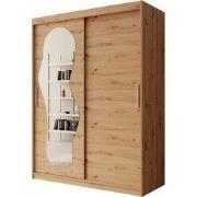 Meubella - Kledingkast Ulysses - Eiken - 150 cm - Met spiegel