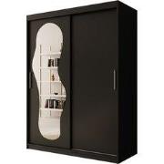 Meubella - Kledingkast Ulysses - Zwart - 150 cm - Met spiegel