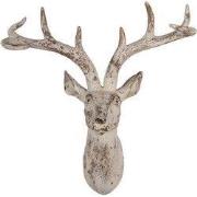 Clayre & Eef Wanddecoratie Hert 33x16x37 cm Beige Kunststof