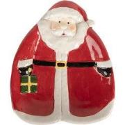 Clayre & Eef Ontbijtbord Kerstman 20x16x4 cm Rood Keramiek
