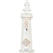 Clayre & Eef Decoratie Beeld Vuurtoren Ø 10x32 cm Wit MDF