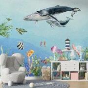Diep in de zee - Kinderbehang - 292,2 cm x 280 cm - Walloha