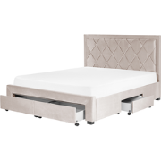 LIEVIN - Bed met opbergruimte - Beige - 160 x 200 cm - Fluweel