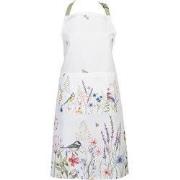 Clayre & Eef Keukenschort 70x85 cm Wit Groen Katoen Bloemen