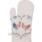 Clayre & Eef Ovenwant 18x30 cm Beige Blauw Katoen Kip en Haan