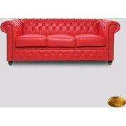 Chesterfield Bank Original Leer | 1 + 2 + 3 zits | Rood | 12 jaar gara...