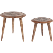 TURUA - Bijzettafel set van 2 - Donkere houtkleur - Mangohout