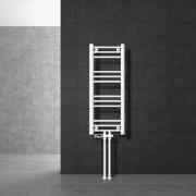 Badkamer radiator middenaansluiting 300x800 mm wit recht met onderaans...