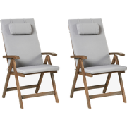 AMANTEA PREMIUM - Tuinstoel set van 2 - Lichtgrijs - Acaciahout
