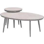 Garden Impressions Lucas bijzettafels taupe - teak look - Ø50x48 cm & ...