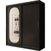 Meubella - Kledingkast Bodhi - Zwart - 180 cm - Met spiegel